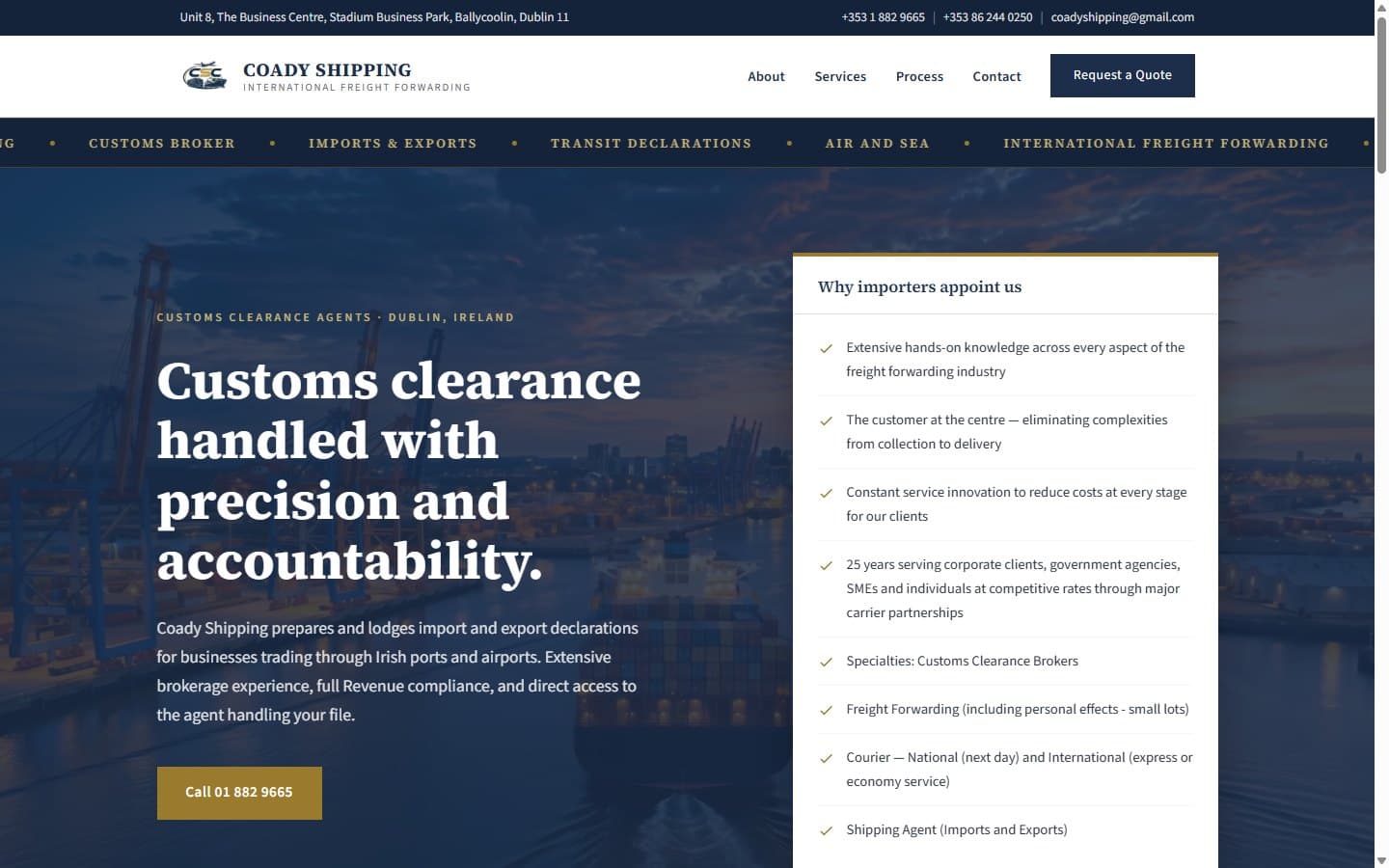 Coady Shipping — website screenshot